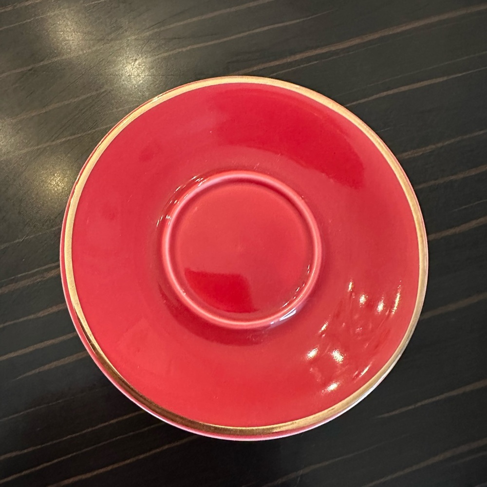 Vintage Elegant Red and Gold Saucer